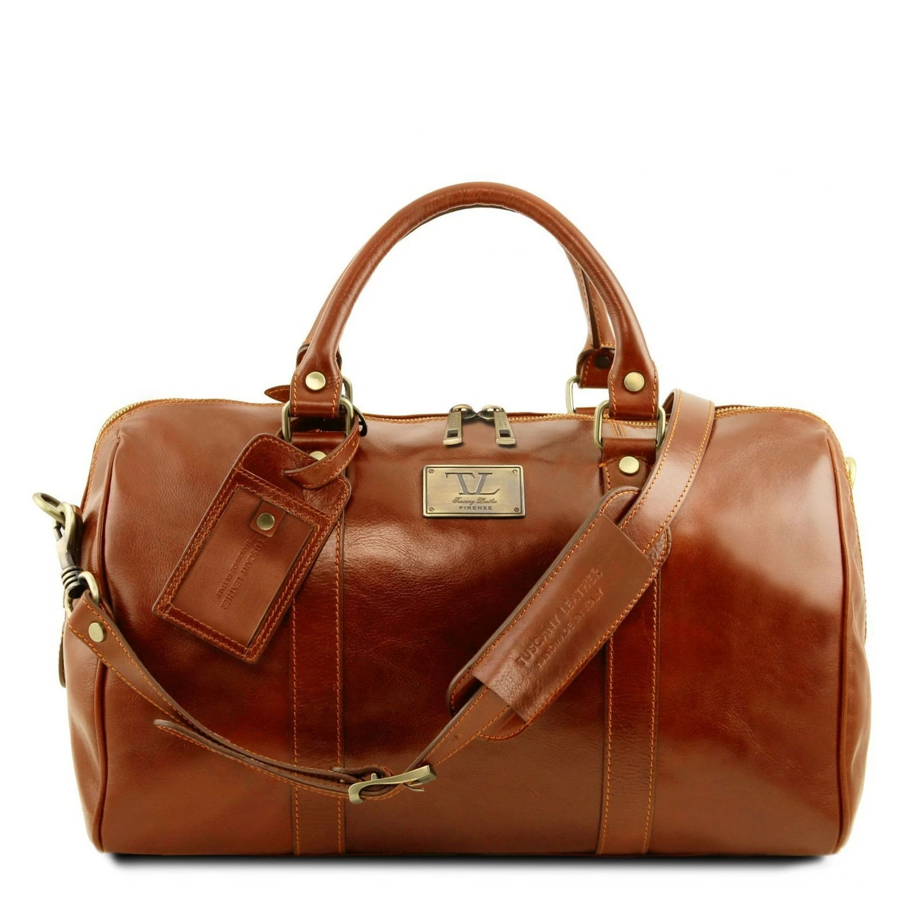 Tuscany Leather Duffle Bag With Rear Pocket Small - 42cm - Image 10