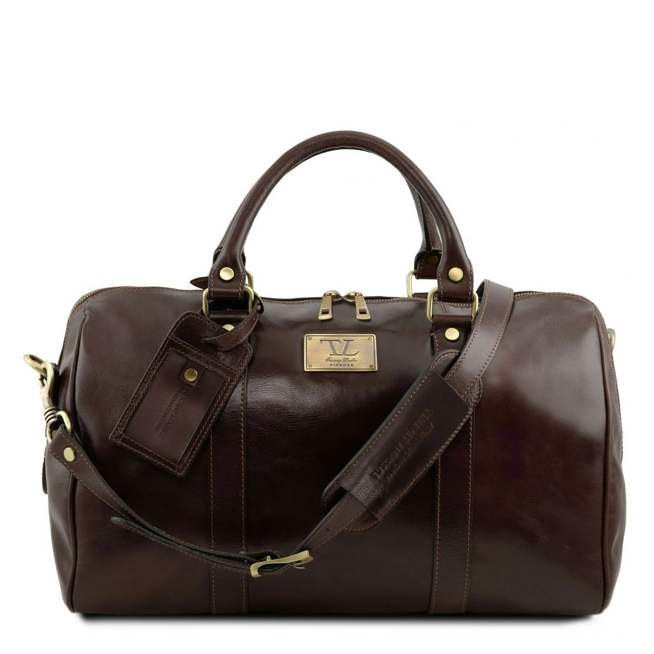 Tuscany Leather Duffle Bag With Rear Pocket Small - 42cm - Image 9